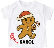 Koszulki dla dziewczynek - Koszulka dla chłopca na Mikołajki z piernikiem i imieniem - miniaturka - grafika 1