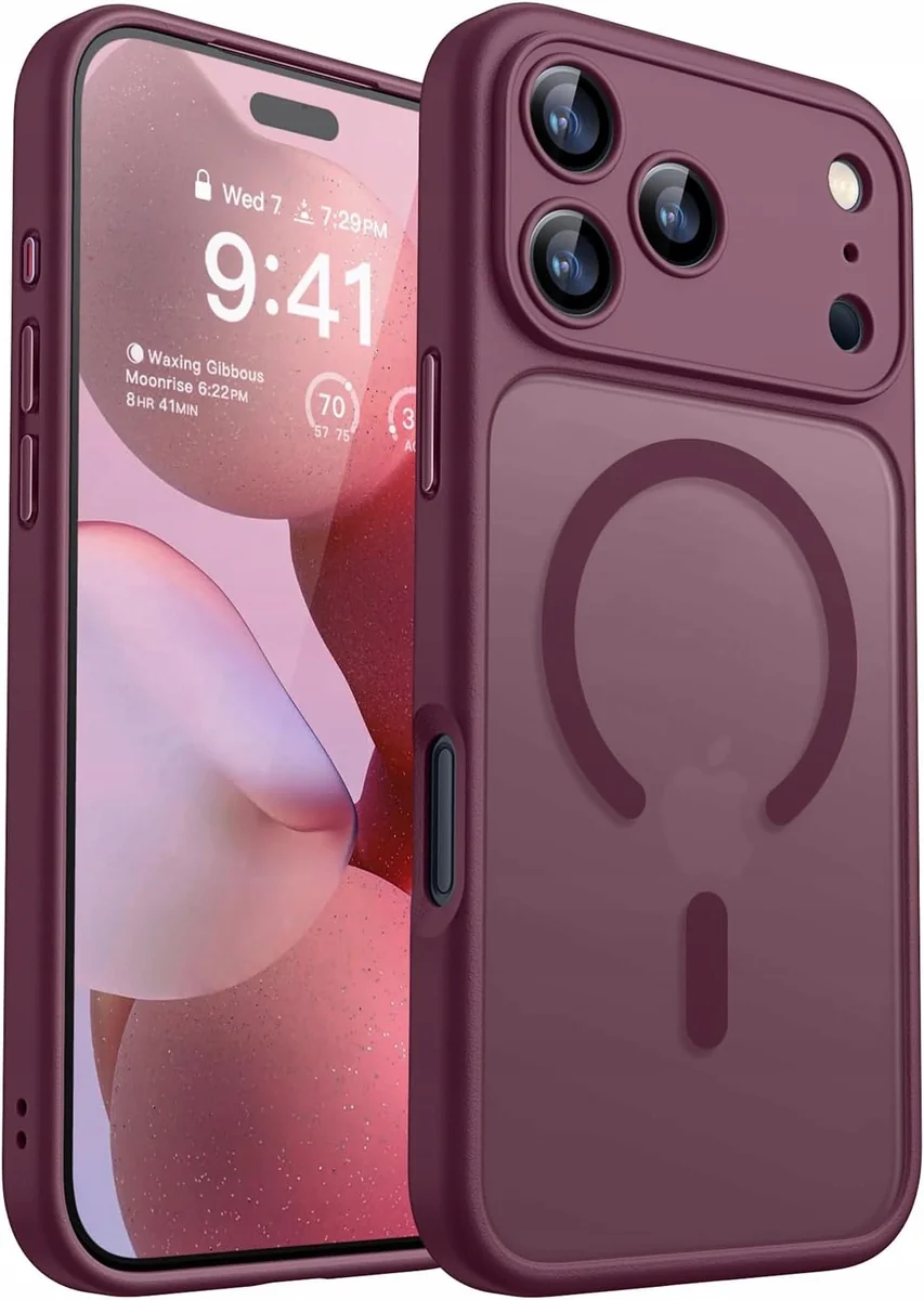 ETUI TELEFONU BURGUNDOWE MATOWE DO 18 PRO MAGSAFE OCHRONNE
