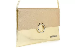 Torebki damskie - Złota oryginalna damska torebka kopertówka na pasku usztywniana żółty, złoty - grafika 1