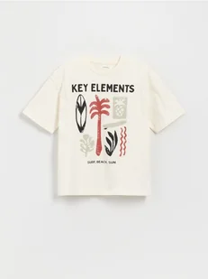 Reserved - Bawełniany t-shirt z nadrukiem - złamana biel - Koszulki dla chłopców - miniaturka - grafika 1