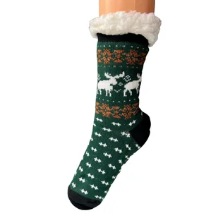 Skarpetki kapcie antypoślizgowe w butelkową zieleń renifer norweskie 35-38 - Skarpetki damskie Skarpetki kapcie antypoślizgowe w butelkową zieleń renifer norweskie 35-38 - Skarpetki damskie - miniaturka - grafika 1