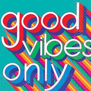 SERWETKI PAPIEROWE GOOD VIBES 33X33 CM - Dekoracje i nakrycia stołu na imprezę - miniaturka - grafika 1