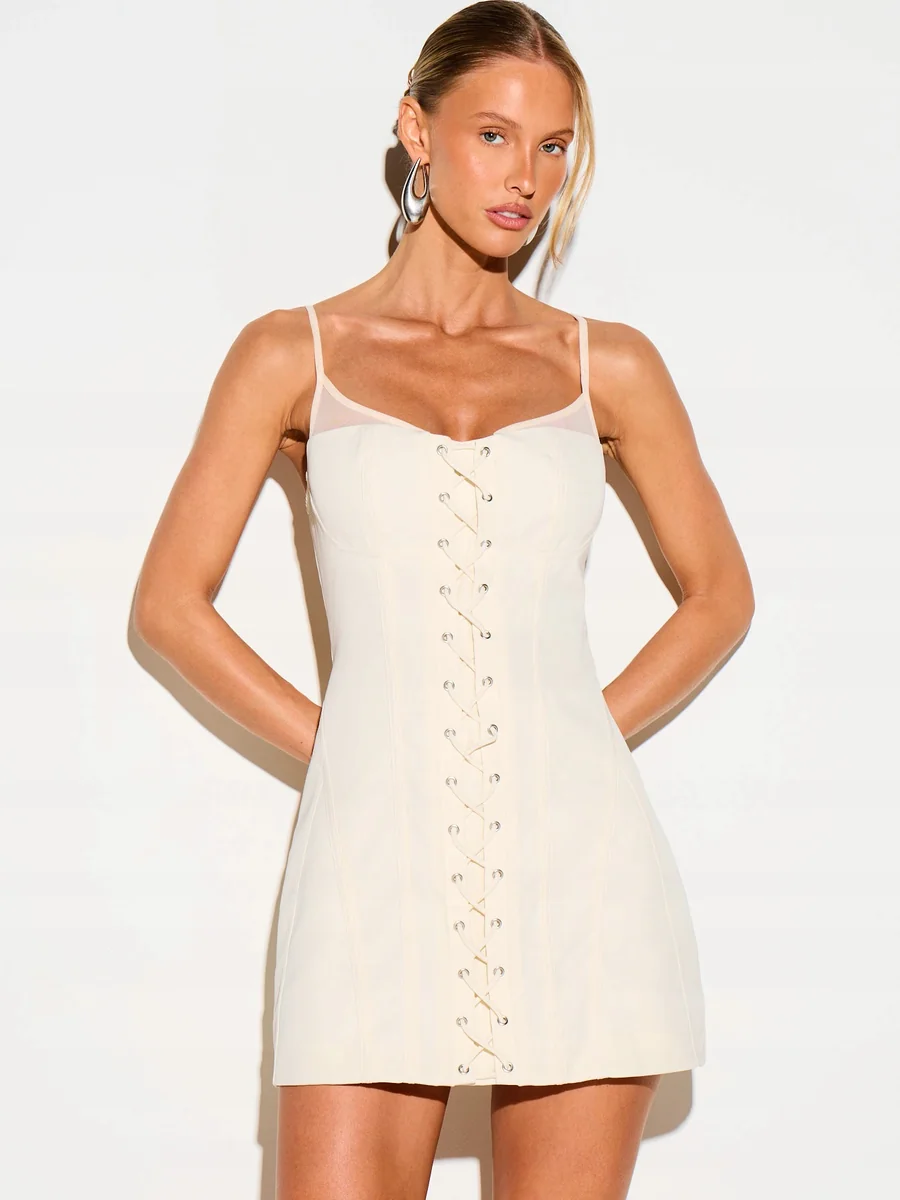 SHEIN SUKIENKA MINI NA RAMIĄCZKACH Z WIĄZANIEM NA PRZODZIE XL 1MA