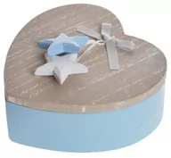 Pudełka i szkatułki - Pudełko w kształcie serca z gwiazdkami, rozsuwane, błękitne, 12,5x12,5x5 cm - miniaturka - grafika 1