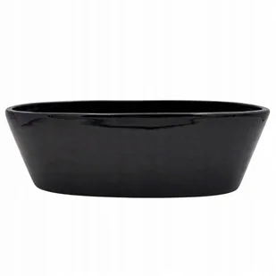 Osłonka ceramiczna CZARNA na kwiaty doniczka podłużna 34x12 cm GLAMOUR - Donice - miniaturka - grafika 1