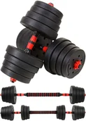 Hantle i ciężarki - Hantle Bitumiczne 30 kg Zestaw 2x15kg z długim gryfem - miniaturka - grafika 1