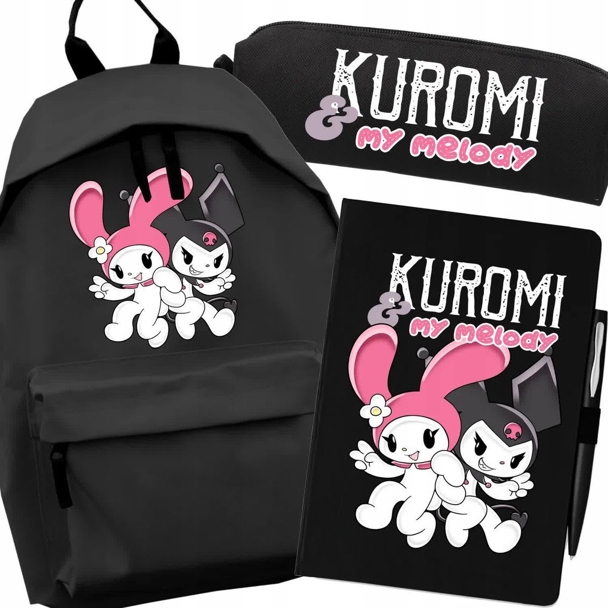 ZESTAW Szkolny 3w1 Wyprawka Do Szkoły Plecak Piórnik Notes MY MELODY KUROMI