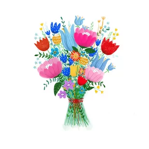 Karnet Kwadrat Bukiet Kwiatów - Kartki okolicznościowe i zaproszenia - miniaturka - grafika 3