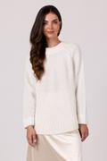 Swetry damskie - Sweter Oversize z Nietoperzowym Rękawem - Biały - miniaturka - grafika 1