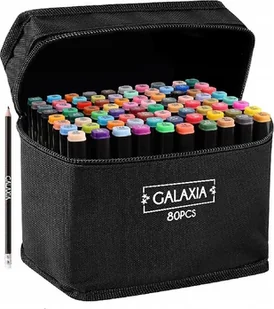 GALAXIA MARKERY ALKOHOLOWE 80 SZT Flamastry Mazaki Pisaki Dwustronne Pro + TORBA - Przybory szkolne - miniaturka - grafika 1