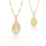 Naszyjniki - Cudowny Medalik Matka Boska Niepokalana srebrny pozłacany - miniaturka - grafika 1