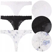 Majtki damskie - MAJTKI DAMSKIE Stringi z koronką Koronkowe Kobiece MORAJ 3-Pak r. L - miniaturka - grafika 1
