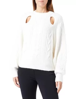 Swetry damskie - BOSS Sweter damski C_fablessa Knitted, Open White118, XL - grafika 1