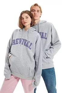 TRENDYOL Męska bluza z mieszanki bawełny - szara - oversize L szara, Szary, L - Bluzy męskie - miniaturka - grafika 1