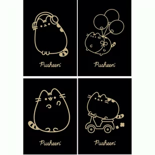 4 X ZESZYT A5, 60 KARTEK, KRATKA Z MARGINESEM, PUSHEEN BLACK, KOTEK KOT - Zeszyty szkolne - miniaturka - grafika 1