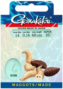 Gamakatsu Haczyki z przyponem Maggots roz.12 1810N - Inne akcesoria dla wędkarzy - miniaturka - grafika 1