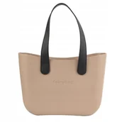 Torebki damskie - Torebka Torba Gumowa damska Jelly Bag O Shopper dwa zestawy rączek Beżowa - miniaturka - grafika 1