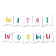 Balony i akcesoria - Girlanda Witaj w Domu - BANER napis - Kolorowa - miniaturka - grafika 1