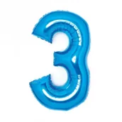 Balony i akcesoria - Amscan Balon foliowy cyfra 3 niebieska 51x66cm - miniaturka - grafika 1