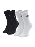 Skarpetki damskie - Adidas Zestaw 2 par wysokich skarpet unisex Ruffle Crw 2Pp HC9532 Czarny - miniaturka - grafika 1