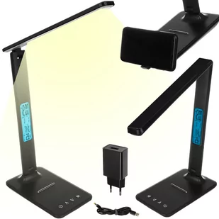 Iso Trade Lampka biurkowa Iso Trade Lampka biurkowa ze stacją pogodową czarna 5902802921765 - Lampy stojące - miniaturka - grafika 1