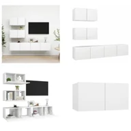 Szafki RTV - vidaXL 4-częściowa szafka pod telewizor z białego drewna - szafka pod telewizor - szafka pod telewizor - wisząca szafka pod telewizor - wisząca szafka pod telewizor - miniaturka - grafika 1