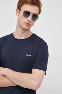 Koszulki męskie - Hugo Hugo t-shirt bawełniany kolor granatowy gładki - grafika 1