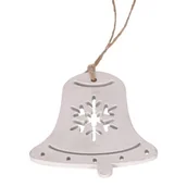 Ozdoby bożonarodzeniowe - Drewniana ozdoba świąteczna Bell, biały, 8 szt. - miniaturka - grafika 1