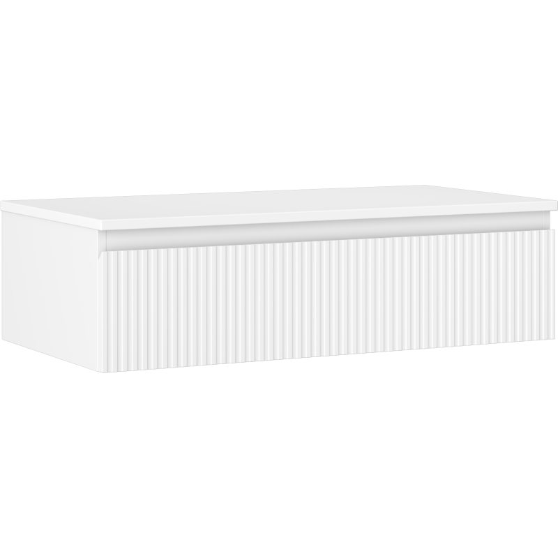 Mexen Rivel szafka łazienkowa podumywalkowa 90 cm z blatem, 1 szuflada, ryflowana , biała mat - 91A20-09023-1-BFC01