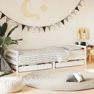 Łóżeczka i kojce - vidaXL Rama łóżka dziecięcego z szufladami, biała, 90x190 cm, sosna - miniaturka - grafika 1