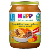 Dania dla dzieci - HiPP Junior Danie Bio, kluseczki kładzione z gulaszem z delikatnej wołowiny, po 1 roku, 250 g - miniaturka - grafika 1
