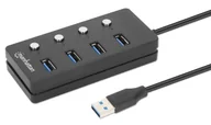 Huby USB - Manhattan 180887 huby i koncentratory USB 3.2 Gen 1 (3.1 Gen 1) Type-A 5000 Mbit/s Czarny - miniaturka - grafika 1