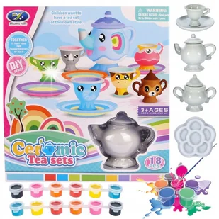 CERAMICZNY ZESTAW DO HERBATY DO MALOWANIA + FARBY - Zabawki kreatywne CERAMICZNY ZESTAW DO HERBATY DO MALOWANIA + FARBY - Zabawki kreatywne - miniaturka - grafika 1