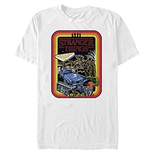 Koszulki męskie - Stranger Things Men's Retro Mash Short Sleeve T-shirt męski, biały, L, biały, L - grafika 1