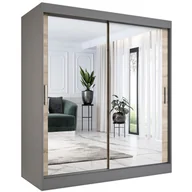 Szafy - Szafa przesuwna z lustrami 180 cm antracyt + dąb sonoma R6-R95 - miniaturka - grafika 1