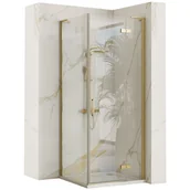 Kabiny prysznicowe - Rea Kabina Prysznicowa REA Hugo 80x80 Złota Szczotkowana - miniaturka - grafika 1