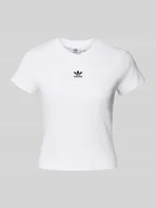 Koszulki i topy damskie - T-shirt o kroju slim fit z wyhaftowanym logo - miniaturka - grafika 1