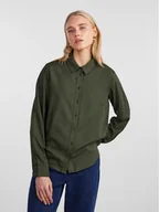 Koszule damskie - Pieces Koszula 17140728 Zielony Regular Fit - miniaturka - grafika 1
