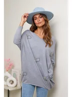 Swetry damskie - Soft Cashmere Sweter w kolorze szarym - miniaturka - grafika 1