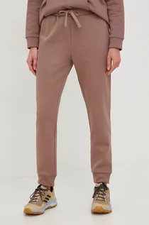 Spodnie damskie - Outhorn spodnie dresowe damskie kolor brązowy gładkie - grafika 1