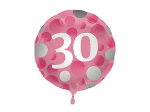 Balon foliowy na trzydziestkę różowy - 45 cm - 1 szt. - Urodziny dla dorosłych - miniaturka - grafika 1