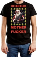 Koszulki męskie - T-SHIRT MĘSKI Z NADRUKIEM PREZENT ŚWIĘTA MIKOŁAJ KOSZULKA CZARNA R-3XL A442 - miniaturka - grafika 1