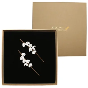 ZŁOTE lekkie wiszące kolczyki kwiaty delikatne ślubne handmade BOHO kwiatki - Kolczyki - miniaturka - grafika 1