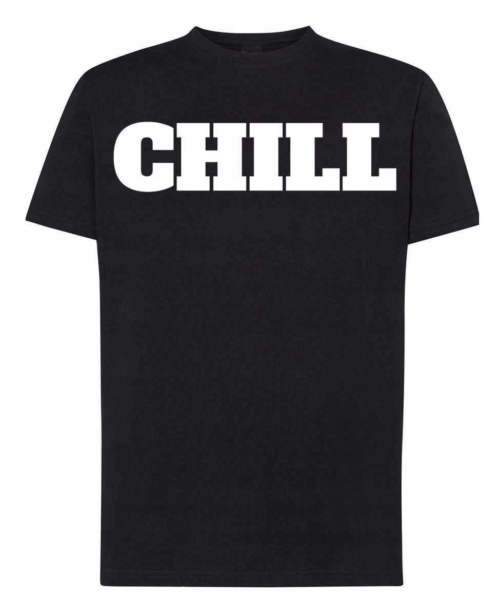 T-Shirt męski nadruk napis CHILL młodzieżowy r.S