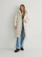 Płaszcze damskie - Reserved - Płaszcz z wiązanym paskiem - kremowy - miniaturka - grafika 1