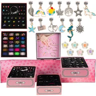 Prace ręczne dla dzieci - COIL Zestaw do robienia biżuterii naszyjniki charmsy bransoletki w dużym kuferku - miniaturka - grafika 1