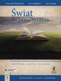 Stentor Język polski. Świat do przeczytania. Klasa 3. Podręcznik - szkoła ponadgimnazjalna - Ewa Nowak, Krzysztof Biedrzycki, Ewa Jaskółowa - Podręczniki dla liceum - miniaturka - grafika 1