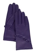Rękawiczki - Eleganckie skórzane modne rękawiczki damskie 100% skóra fioletowe - miniaturka - grafika 1