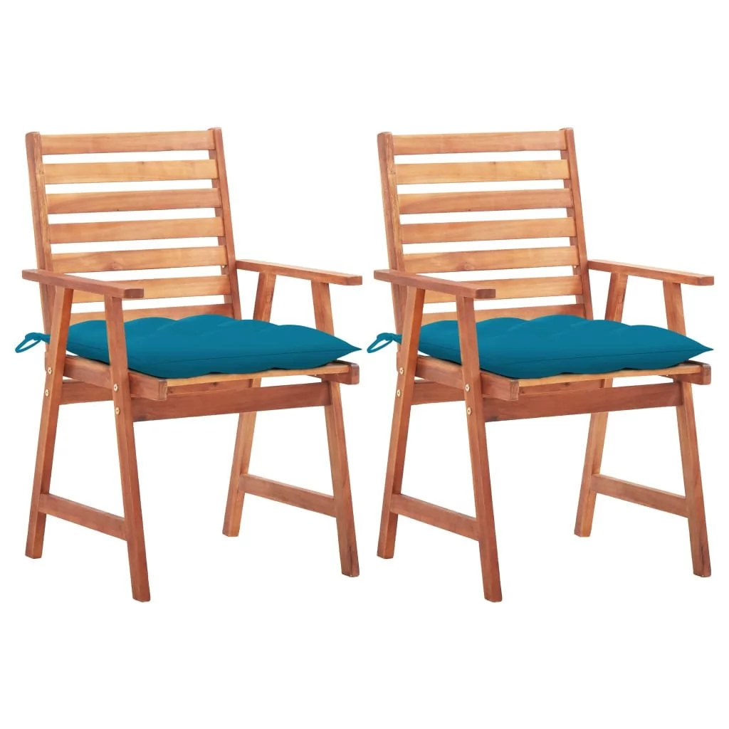 vidaXL Krzesła ogrodowe z poduszkami, 2 szt., lite drewno akacjowe