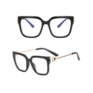 Okulary korekcyjne, oprawki, szkła - Damskie kwadratowe okulary zerówki do komputera BLUE LIGHT z flexami 25130 - miniaturka - grafika 1